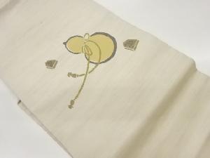 手織り紬瓢箪に将棋駒模様名古屋帯